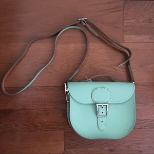 Mint Green Crossbody Leather Saddle Bag - Brit Stich